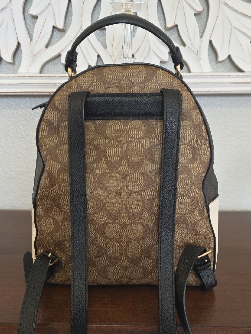 Coach Brown Signature Canvas Mini Backpack with Black Trim (P19) - Picture 3 of 8